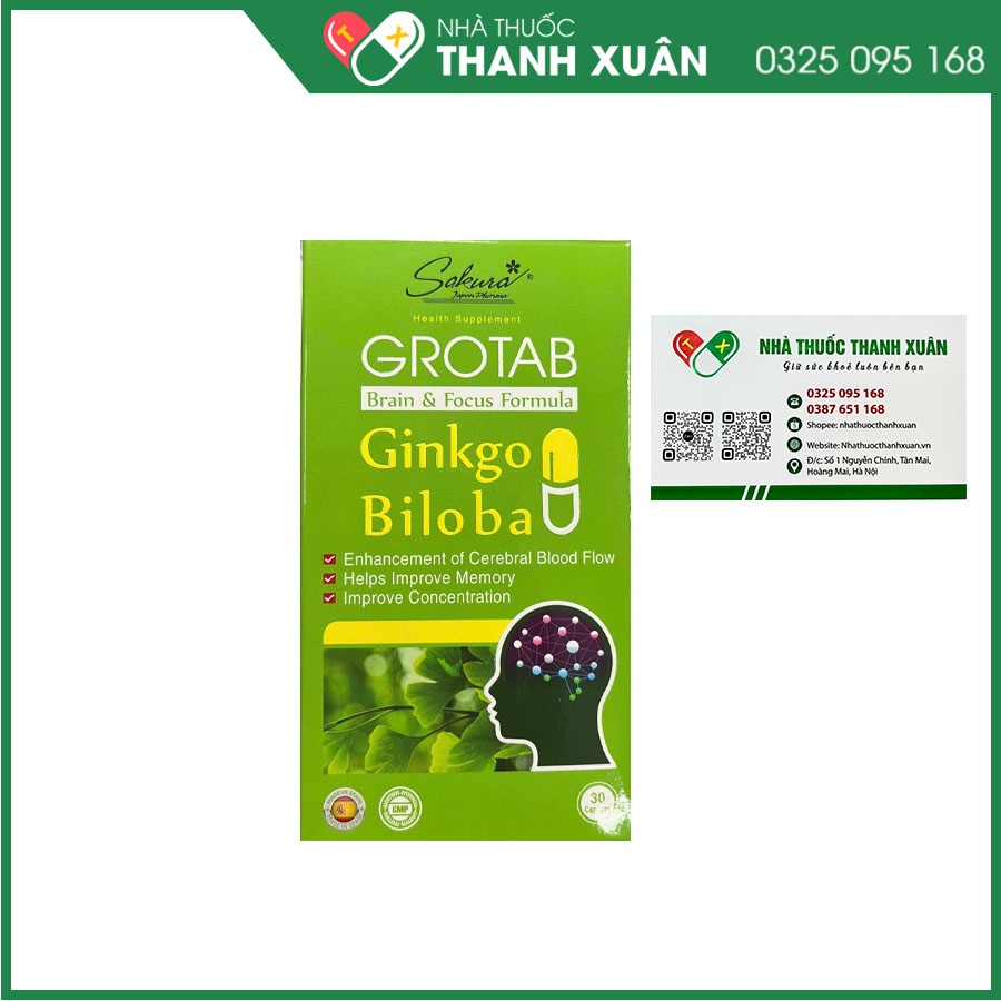 Viên uống bổ não Grotab viên uống bổ não, tăng cường lưu thông máu